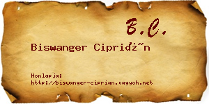 Biswanger Ciprián névjegykártya